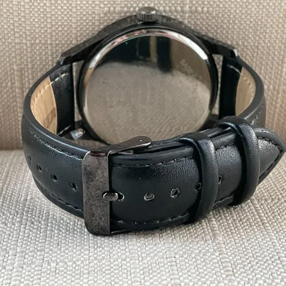 FMD Men Wristwatch Black Leather Band Analog Quartz Watch - Picture 6 of 11